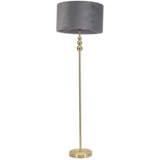 ValueLights Marissa Grey Velvet Shade Gold Ball LED Floor Lamp - Size: 145 x 45 x 45cm - Wilko - image 1