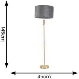 ValueLights Marissa Grey Velvet Shade Gold Ball LED Floor Lamp - Size: 145 x 45 x 45cm - Wilko - thumbnail 7