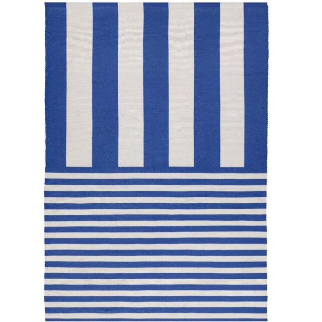 furn. Deck White Stripe Printed Indoor and Outdoor Rug 120 x 120cm - Wilko - image 1