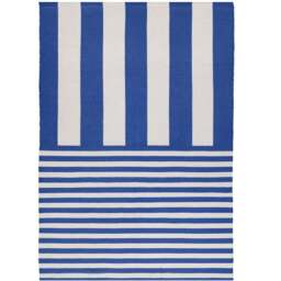 furn. Deck White Stripe Printed Indoor and Outdoor Rug 120 x 120cm - Wilko - thumbnail 1