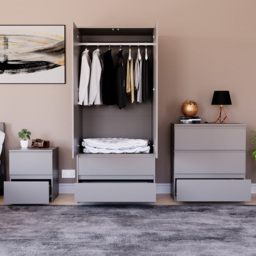 VIDA DESIGNS Denver Grey 3 Piece Bedroom Furniture Set - Wilko - thumbnail 3