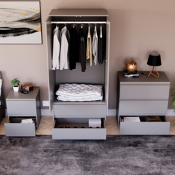 VIDA DESIGNS Denver Grey 3 Piece Bedroom Furniture Set - Wilko - thumbnail 5