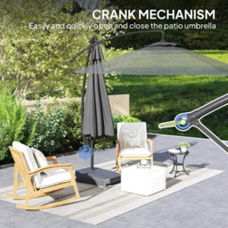 Outsunny Grey Cantilever Parasol 3m - Wilko - thumbnail 4