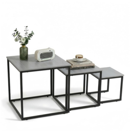 Alivio Grey Industrial Nest of Tables Set of 3 - Size: 50 x 50 x 50cm - Wilko - thumbnail 3