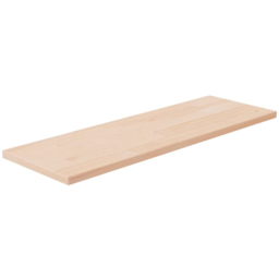 vidaXL 60 x 20 x 1.5cm Untreated Solid Oak Wooden Wall Shelf - Size: 1.5 x 60 x 20cm - Brown - Wilko - thumbnail 1