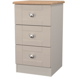 Crowndale Sussex 3 Drawer Kashmir Ash and Bardolino Oak Bedside Cabinet Ready Assembled - Kashmir Ash & Bardolino Oak - Wilko - thumbnail 4