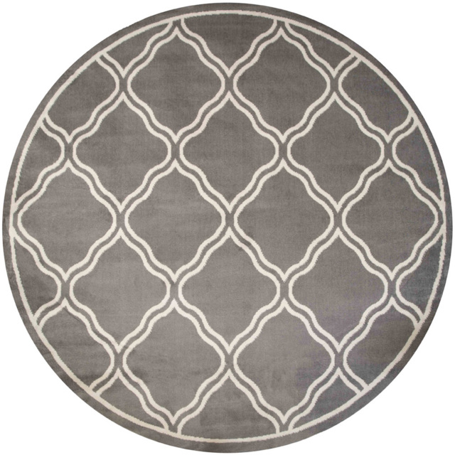Kukoon Grey Bordered Geometric Trellis Rug 120cm - Size: 120 x 120cm - Wilko - image 1