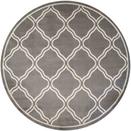 Kukoon Grey Bordered Geometric Trellis Rug 120cm - Size: 120 x 120cm - Wilko - thumbnail 1