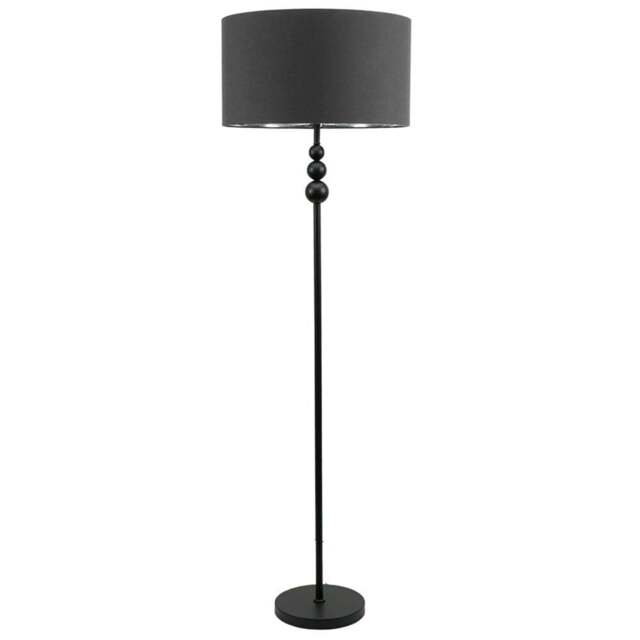 ValueLight Marissa Charcoal Velvet Chrome Inner Shade Black Stacked Ball LED Floor Lamp - Size: 145 x 45 x 45cm - ValueLights - Wilko - image 1