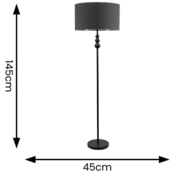 ValueLight Marissa Charcoal Velvet Chrome Inner Shade Black Stacked Ball LED Floor Lamp - Size: 145 x 45 x 45cm - ValueLights - Wilko - thumbnail 5