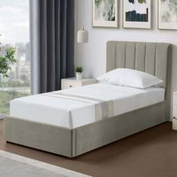 Artemis Home Evelynne Single Light Brown Linen Upholstered Ottoman Bed - Wilko - thumbnail 1