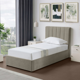 Artemis Home Evelynne Single Light Brown Linen Upholstered Ottoman Bed - Wilko - thumbnail 6