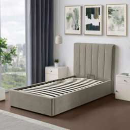 Artemis Home Evelynne Single Light Brown Linen Upholstered Ottoman Bed - Wilko - thumbnail 3
