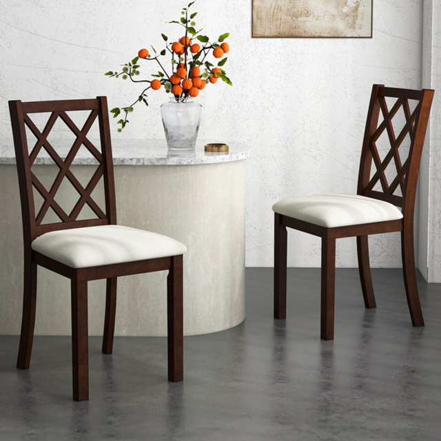 Costway Set of 2 Brown Dining Chairs with Inclined Backrest - Wilko - image 1