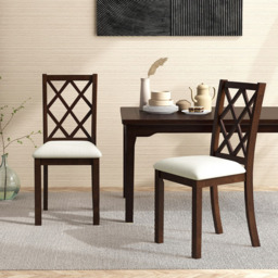 Costway Set of 2 Brown Dining Chairs with Inclined Backrest - Wilko - thumbnail 4
