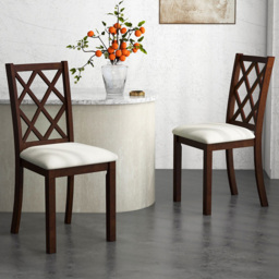 Costway Set of 2 Brown Dining Chairs with Inclined Backrest - Wilko