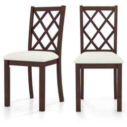 Costway Set of 2 Brown Dining Chairs with Inclined Backrest - Wilko - thumbnail 3