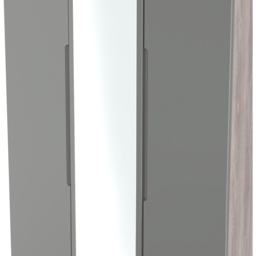 Crowndale Milan 3 Door Grey Gloss and Grey Oak Tall Mirrored Wardrobe Ready Assembled - Grey Gloss & Grey Oak - Wilko - thumbnail 5