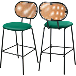 Costway Green PU Leather Bar Stool Set of 2 - Size: 85 x 56 x 23cm - Wilko - thumbnail 4