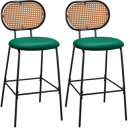 Costway Green PU Leather Bar Stool Set of 2 - Size: 85 x 56 x 23cm - Wilko - thumbnail 3