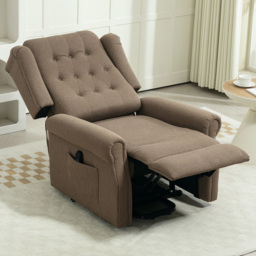 HOMCOM Dark Brown Wingback Button Tufted Electric Power Lift Elderly Recliner Armchair - Size: Single - Wilko