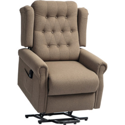 HOMCOM Dark Brown Wingback Button Tufted Electric Power Lift Elderly Recliner Armchair - Size: Single - Wilko - thumbnail 3
