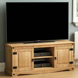 VIDA DESIGNS Corona 2 Door 2 Shelf Pine TV Unit - Size: 40 x 120 x 51cm - Brown - Wilko - thumbnail 1