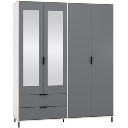 Seconique Madrid 4 Door 2 Drawer Grey and White Gloss Wardrobe - Size: 4 Door, 2 Drawer - Wilko - thumbnail 3