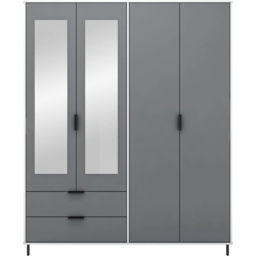 Seconique Madrid 4 Door 2 Drawer Grey and White Gloss Wardrobe - Size: 4 Door, 2 Drawer - Wilko - thumbnail 4