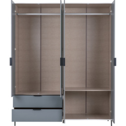 Seconique Madrid 4 Door 2 Drawer Grey and White Gloss Wardrobe - Size: 4 Door, 2 Drawer - Wilko - thumbnail 5