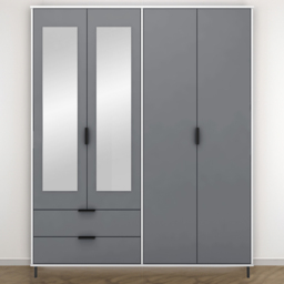 Seconique Madrid 4 Door 2 Drawer Grey and White Gloss Wardrobe - Size: 4 Door, 2 Drawer - Wilko - thumbnail 1