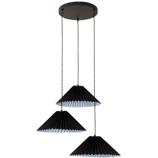 ValueLights Akira 3 Way Black Pleated LED Ceiling Pendant Light - Size: 111 x 57 x 57cm - Wilko - image 1