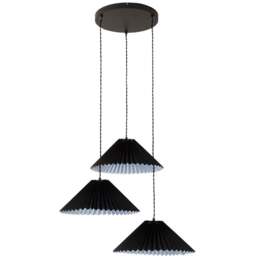 ValueLights Akira 3 Way Black Pleated LED Ceiling Pendant Light - Size: 111 x 57 x 57cm - Wilko - thumbnail 1