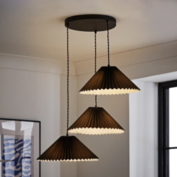ValueLights Akira 3 Way Black Pleated LED Ceiling Pendant Light - Size: 111 x 57 x 57cm - Wilko - thumbnail 7