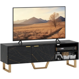 HOMCOM 2 Door 2 Shelf Black TV Unit - Size: 47.0 cm x 39.0 cm x 140.0 cmcm - Wilko - thumbnail 3