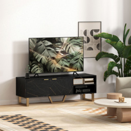 HOMCOM 2 Door 2 Shelf Black TV Unit - Size: 47.0 cm x 39.0 cm x 140.0 cmcm - Wilko - thumbnail 6