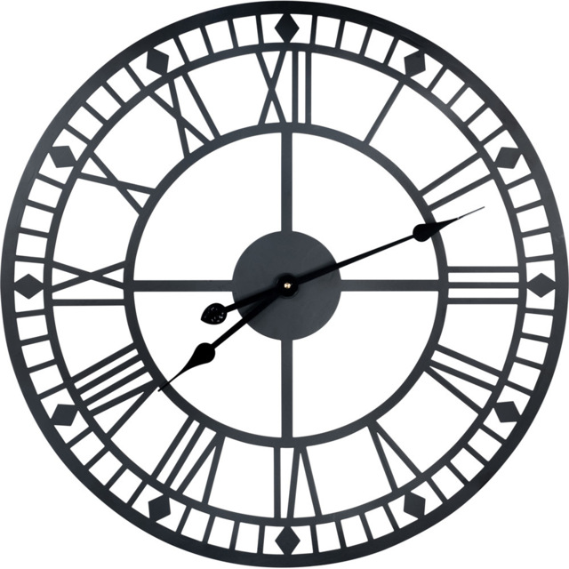 St Helens Black Open Face Design Non Ticking Garden Clock 60cm - Wilko - image 1