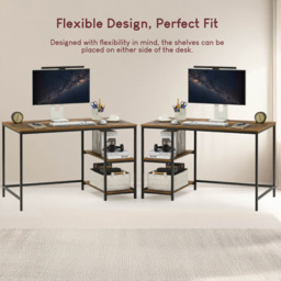 Vida Designs Brooklyn 2 Shelves Desk Dark Wood - Size: 75 x 120 x 60cm - Brown - Wilko - thumbnail 7
