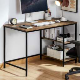 Vida Designs Brooklyn 2 Shelves Desk Dark Wood - Size: 75 x 120 x 60cm - Brown - Wilko - thumbnail 1