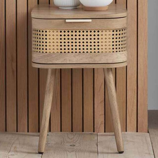 Birlea Noah Single Drawer Rattan Effect Bedside Table - Brown - Wilko - image 1