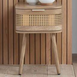 Birlea Noah Single Drawer Rattan Effect Bedside Table - Brown - Wilko - thumbnail 1