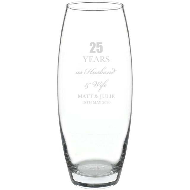 Personalised Memento Personalised Anniversary Bullet Vase - Size: 1.0 x 2.4 x 1.0cm - Clear - Wilko - image 1