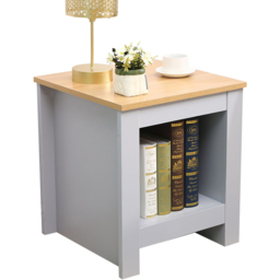 FurnitureHMD Single Shelf Grey and Oak Effect Wooden Side Table - Size: 50 x 45 x 45cm - Wilko - thumbnail 4