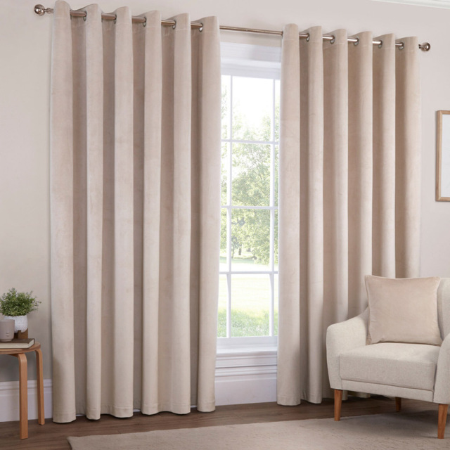 Vermont Velvet Blackout Curtain Natural 229cm - Divante - Wilko - image 1