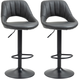 Portland PU Leather Height Adjustable Bar Stool Set of 2 - Grey - Wilko - thumbnail 3