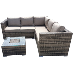 Furniture One 5 Seater Brown Rattan Garden Corner Lounge Set with Ice Bucket - Wilko - thumbnail 5