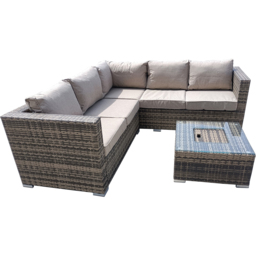Furniture One 5 Seater Brown Rattan Garden Corner Lounge Set with Ice Bucket - Wilko - thumbnail 3