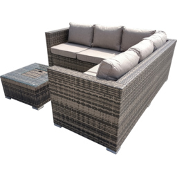 Furniture One 5 Seater Brown Rattan Garden Corner Lounge Set with Ice Bucket - Wilko - thumbnail 6