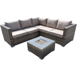 Furniture One 5 Seater Brown Rattan Garden Corner Lounge Set with Ice Bucket - Wilko - thumbnail 4