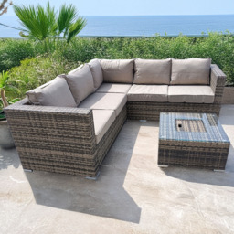 Furniture One 5 Seater Brown Rattan Garden Corner Lounge Set with Ice Bucket - Wilko